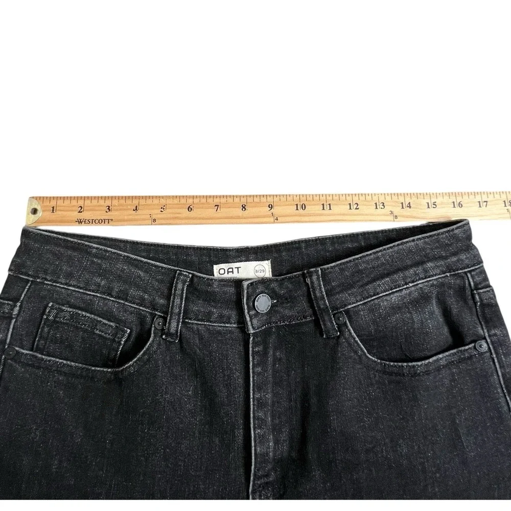 Oat New York Womens 8/29 Black‎ Straight Leg Mid Rise Jeans